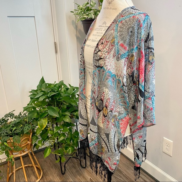 Persaya Bohemian Sheer Kimono Beach Coverup - Picture 2 of 14